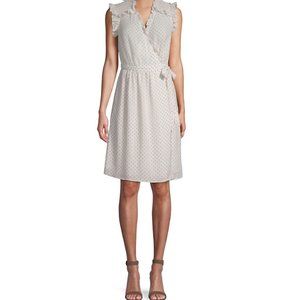 Rebecca Taylor Ikat Sleeveless Polka Dot Wrap Dress